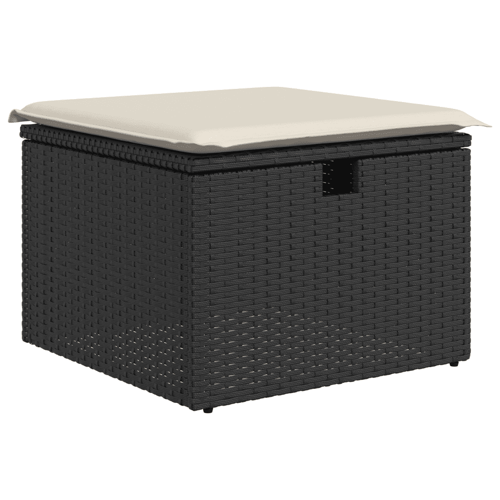 6-dijelni set vrtnih sofa s jastucima crni od poliratana Crna 65.5 x 62 x 69 cm