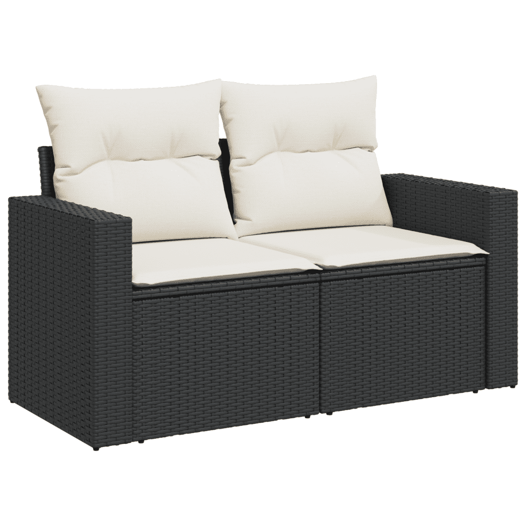6-dijelni set vrtnih sofa s jastucima crni od poliratana Crna 65.5 x 62 x 69 cm