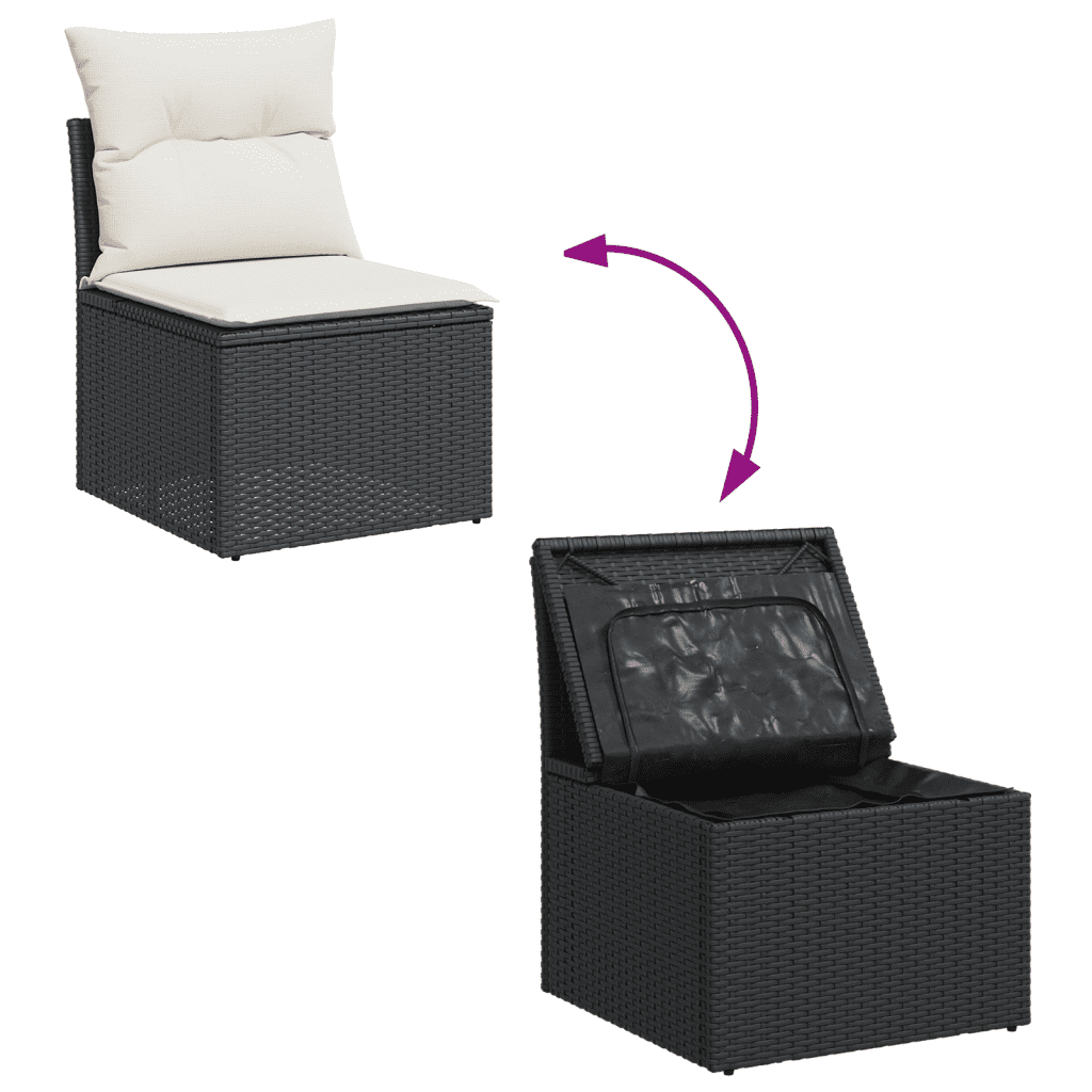 6-dijelni set vrtnih sofa s jastucima crni od poliratana Crna 234 x 117 x 69 cm