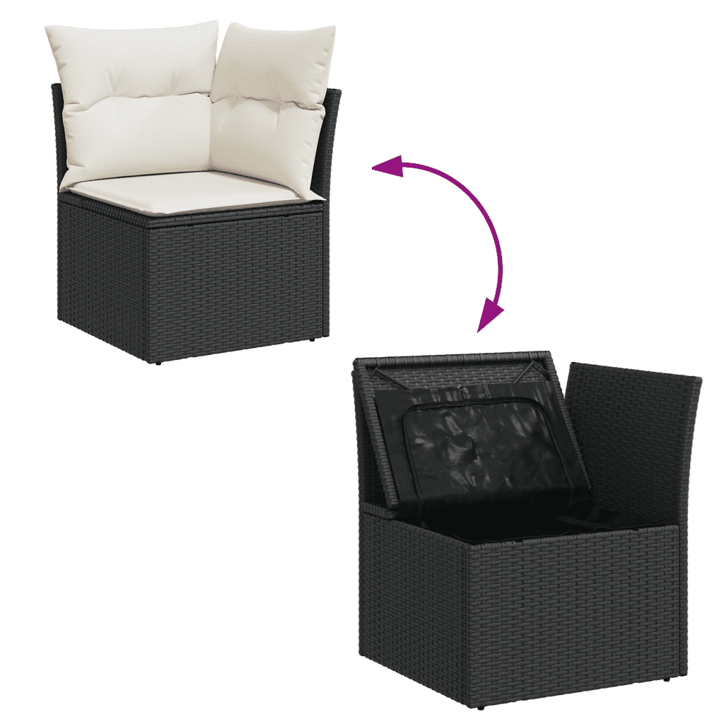 6-dijelni set vrtnih sofa s jastucima crni od poliratana Crna 234 x 117 x 69 cm