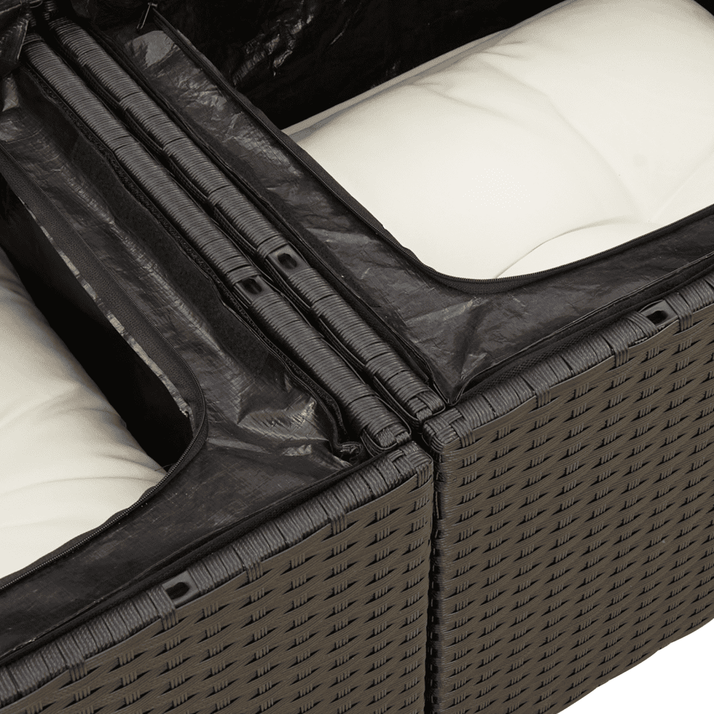 6-dijelni set vrtnih sofa s jastucima crni od poliratana Crna 65.5 x 62 x 69 cm