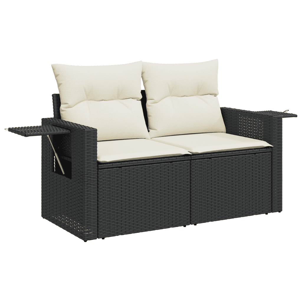 11-dijelni set vrtnih sofa od poliratana s jastucima crni Crna 65.5 x 62 x 69 cm