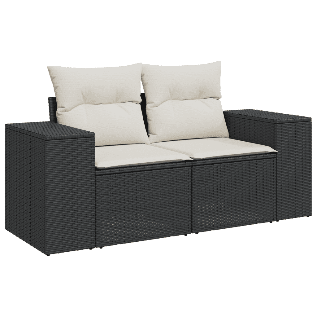 8-dijelni set vrtnih sofa od poliratana s jastucima crni Crna 83 x 62 x 69 cm