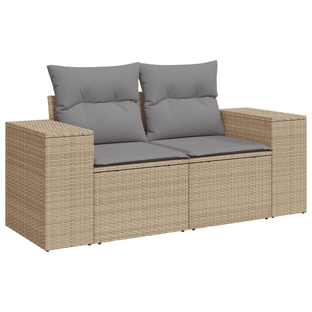 7-dijelni set vrtnih sofa od poliratana s jastucima bež Beige and grey
