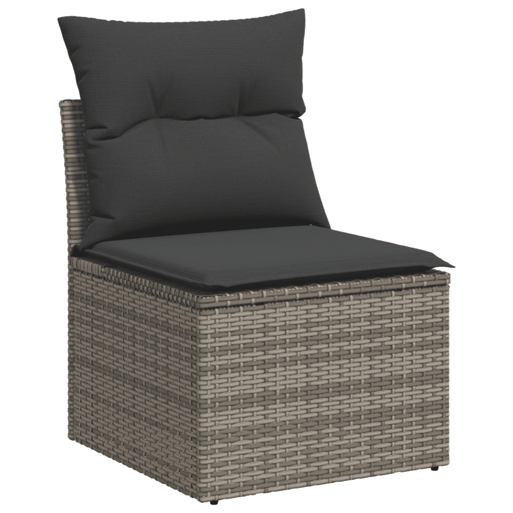 10-dijelni set vrtnih sofa od poliratana s jastucima sivi