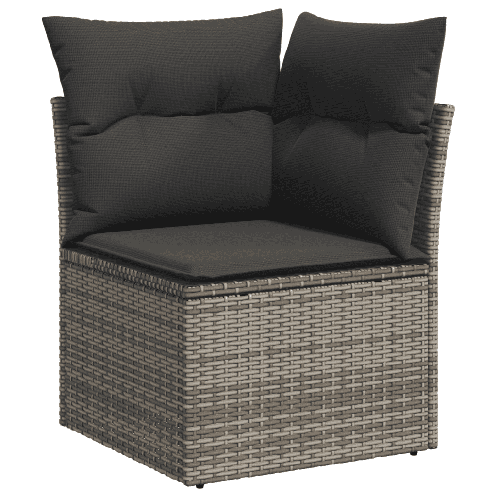 9-dijelni set vrtnih sofa od poliratana s jastucima sivi Siva