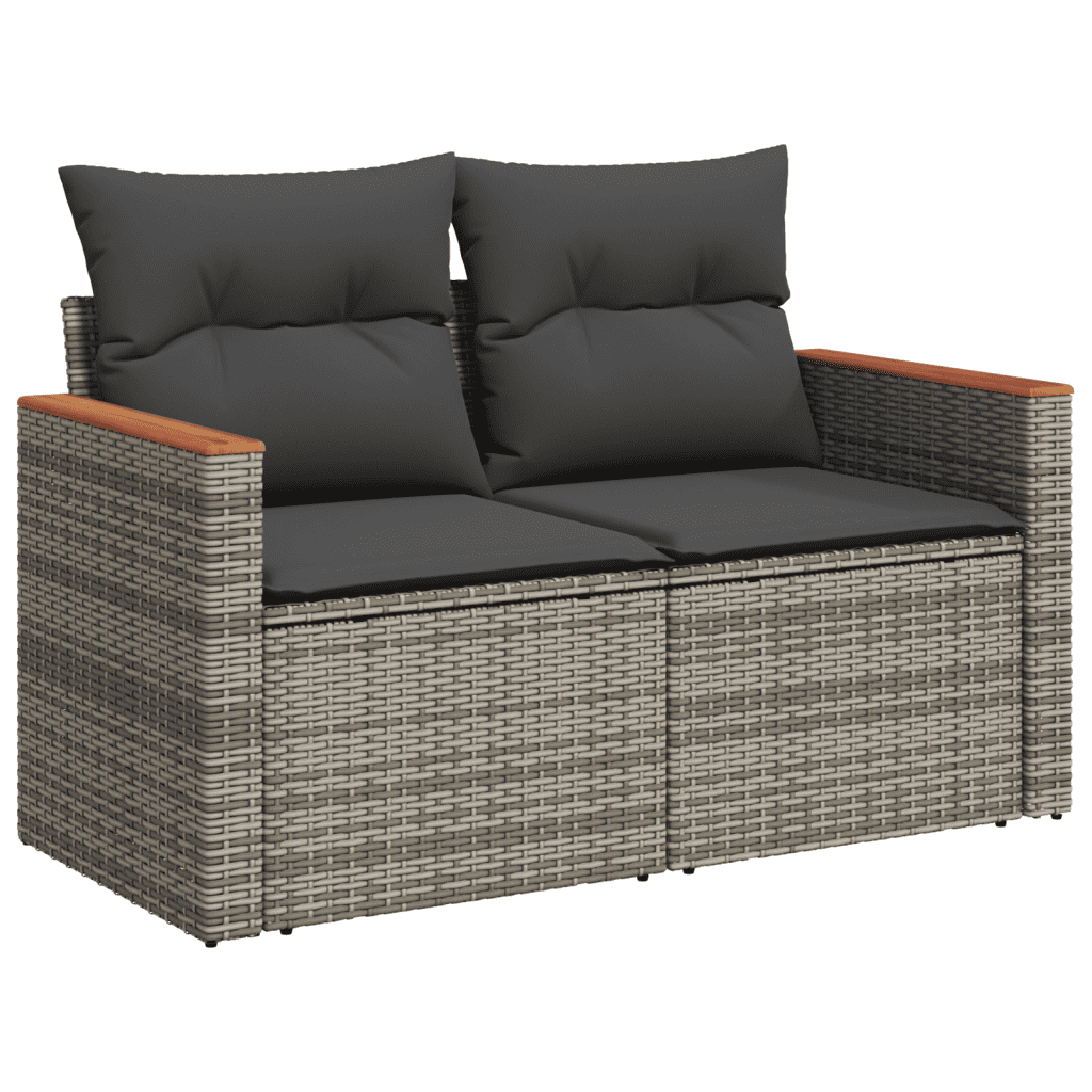 10-dijelni set vrtnih sofa od poliratana s jastucima sivi
