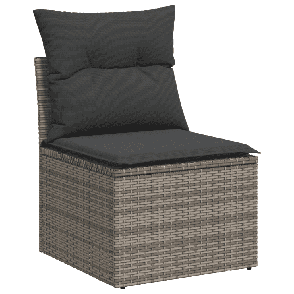 6-dijelni set vrtnih sofa od poliratana s jastucima sivi Siva