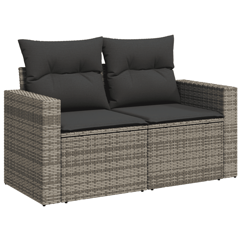 6-dijelni set vrtnih sofa od poliratana s jastucima sivi Siva