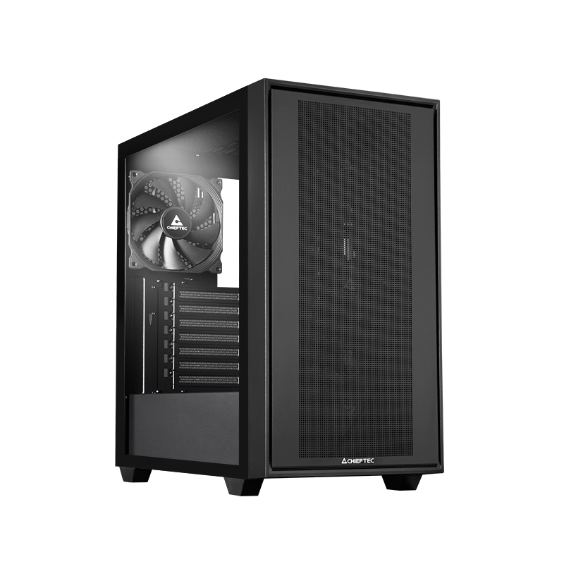 Chieftec Midi Tower GS-03B-BLK-OP, Schwarz Crno