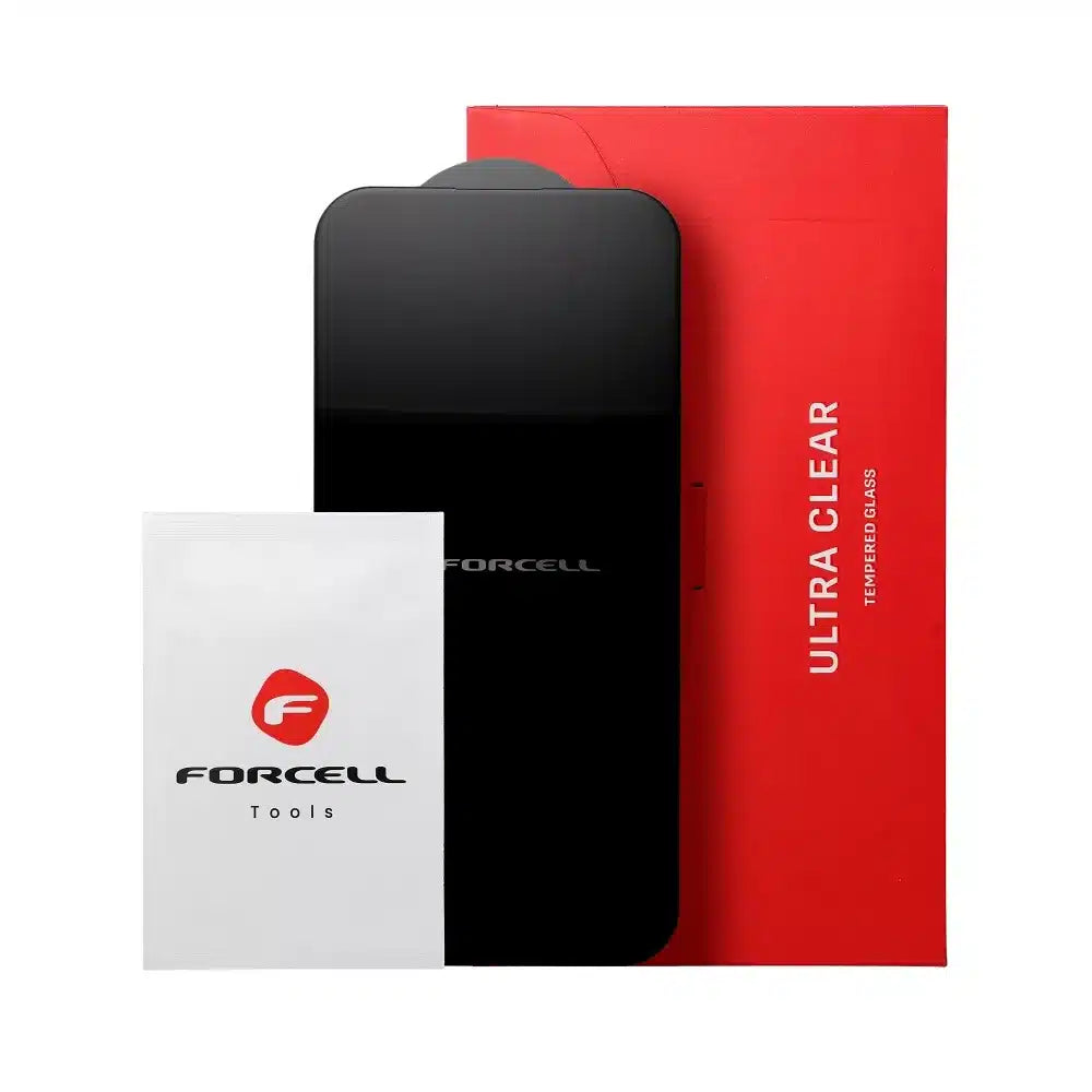 Kaljeno staklo Forcell Ultra Clear Glass za iPhone 16 - crno