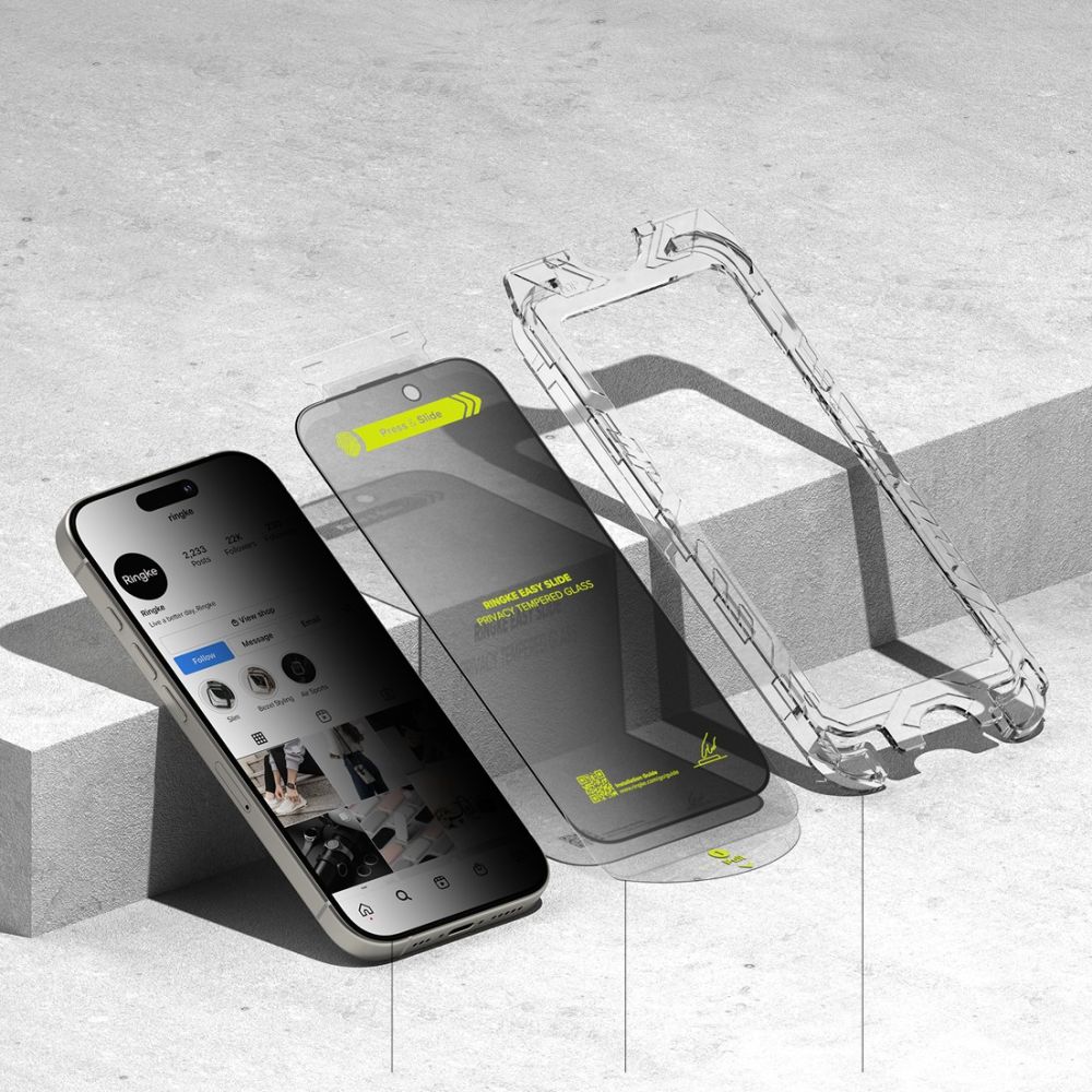 Kaljeno staklo Ringke Easy Slide (2 kom) za iPhone 16 Pro Max - Privacy