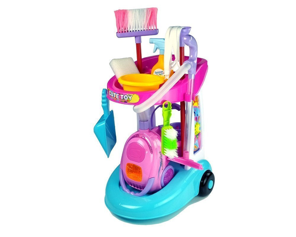 Cleaning Set on a Cart with a Vacuum Cleaner