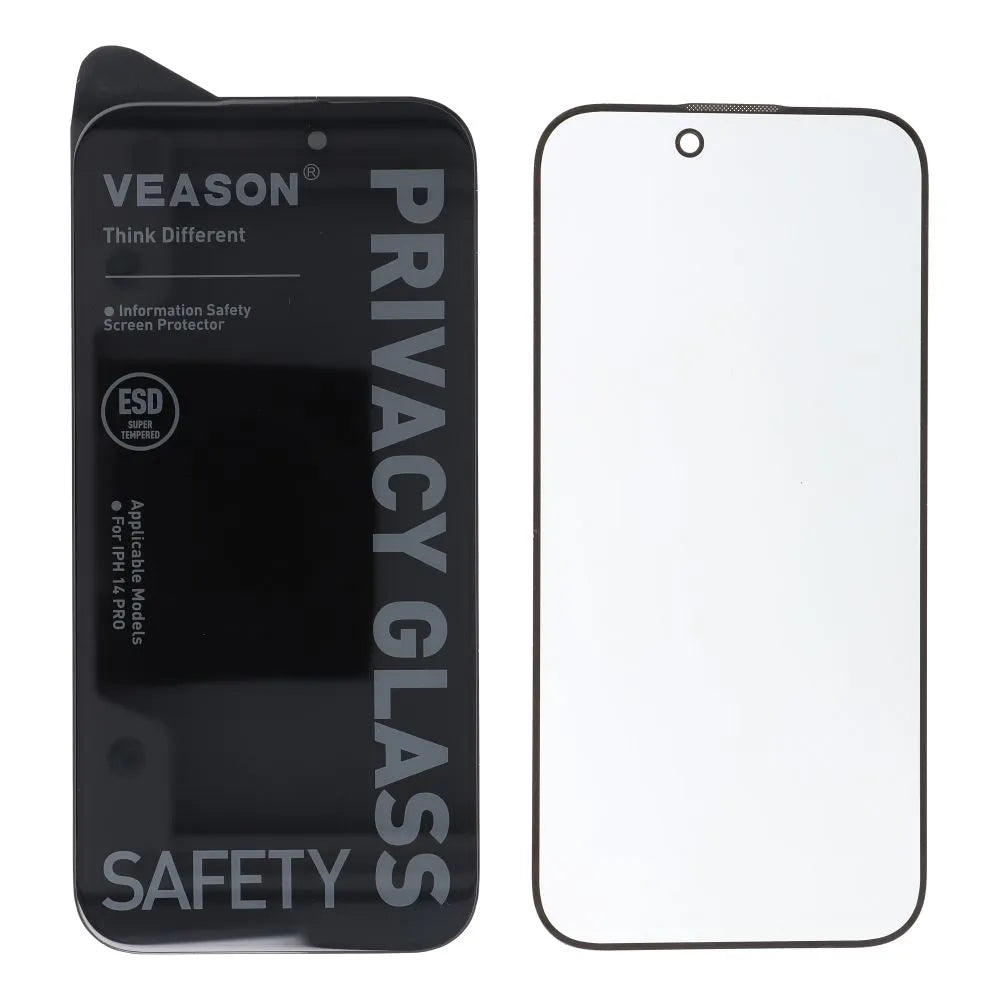 Kaljeno staklo 6D Pro Veason Privacy Glass – za iPhone 13 Pro / iPhone 14 crno