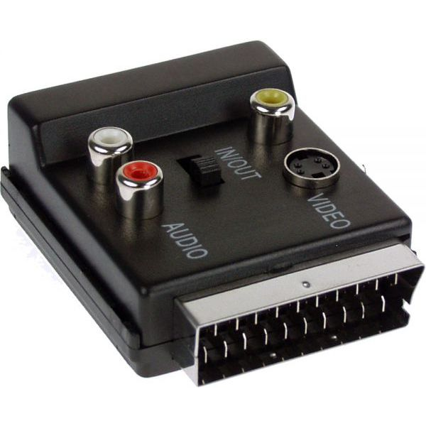 InLine 89959 prilagodnik za video kabel SCART (21-pin) 3 x RCA + S-Video Crno