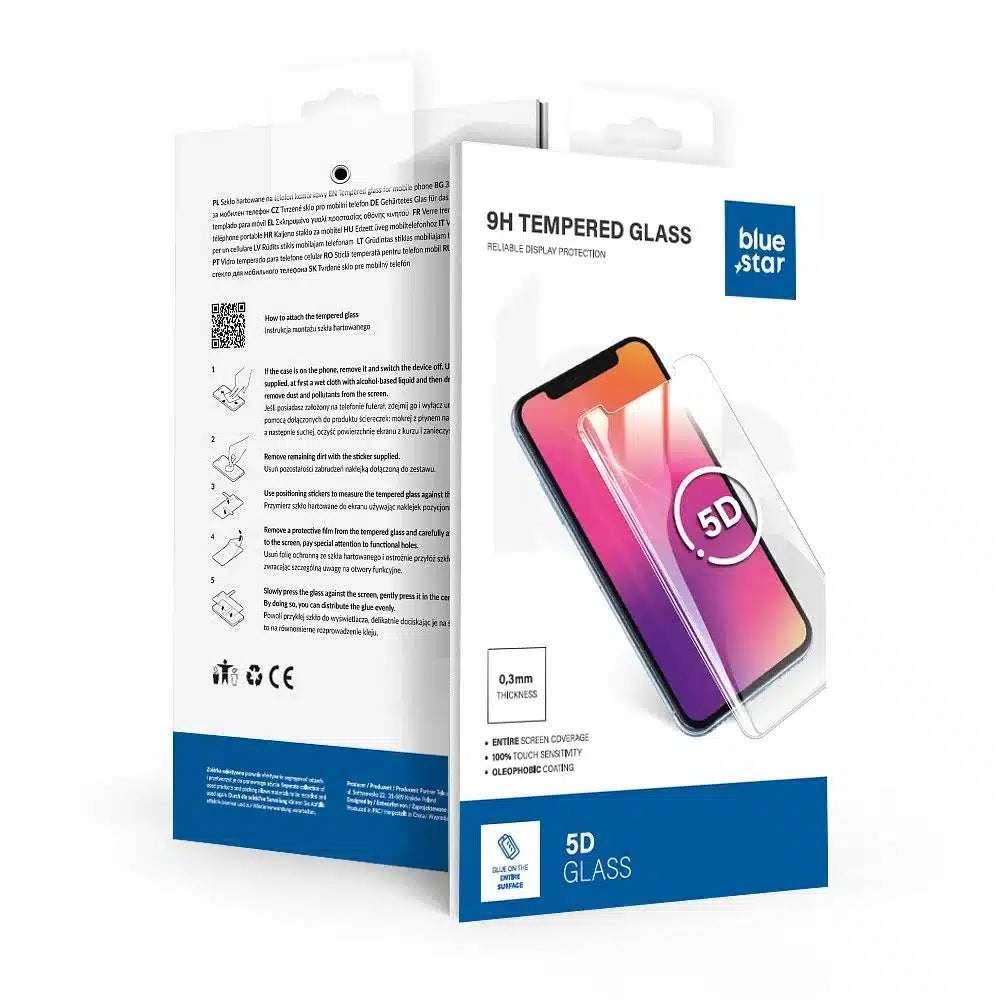 Blue Star 5D kaljeno staklo – za Samsung Galaxy A55 5G (potpuno ljepilo/case friendly) – crno
