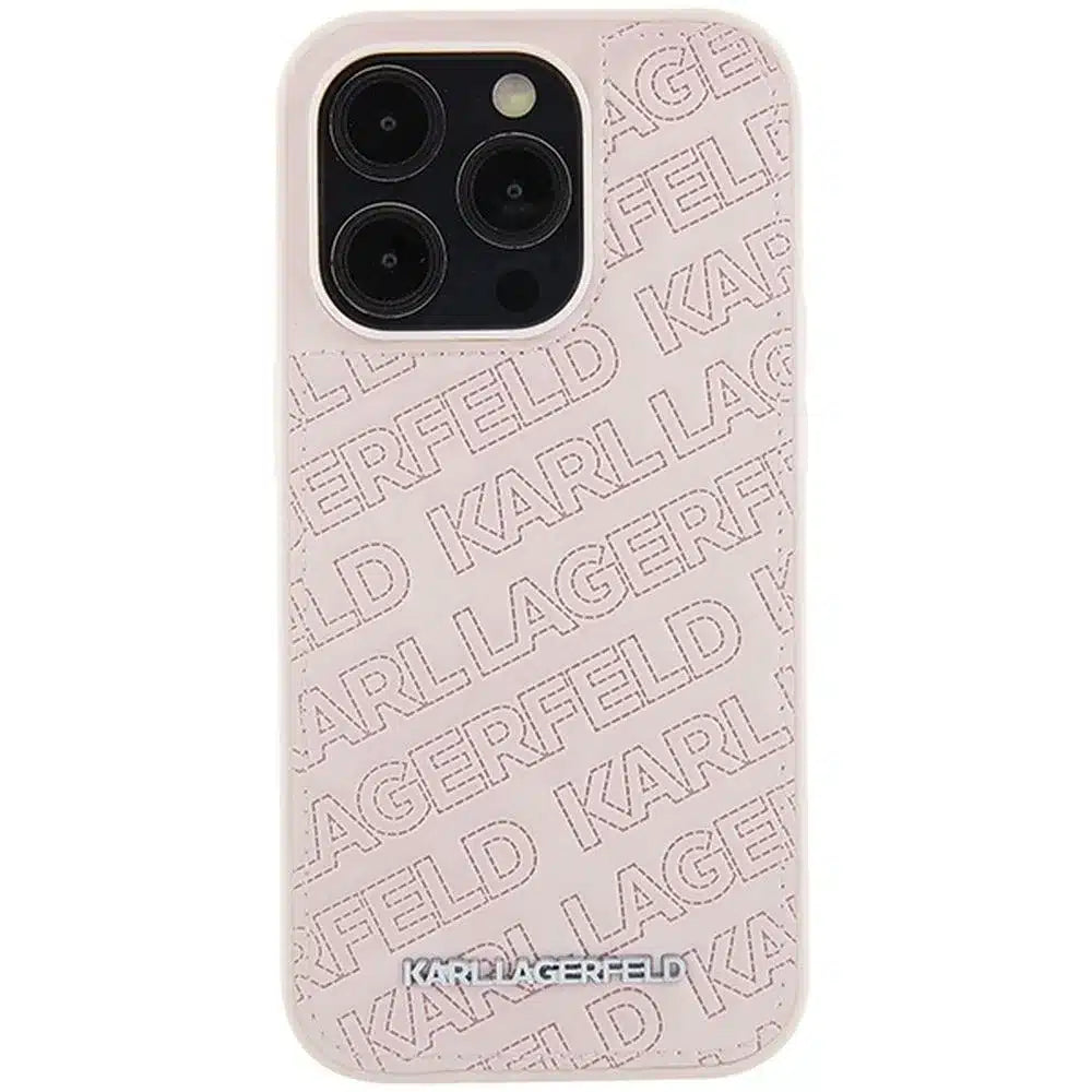 Originalna torbica KARL LAGERFELD Hardcase KLHCP15LPQKPMP za iPhone 15 Pro (prošiveni uzorak / roza)