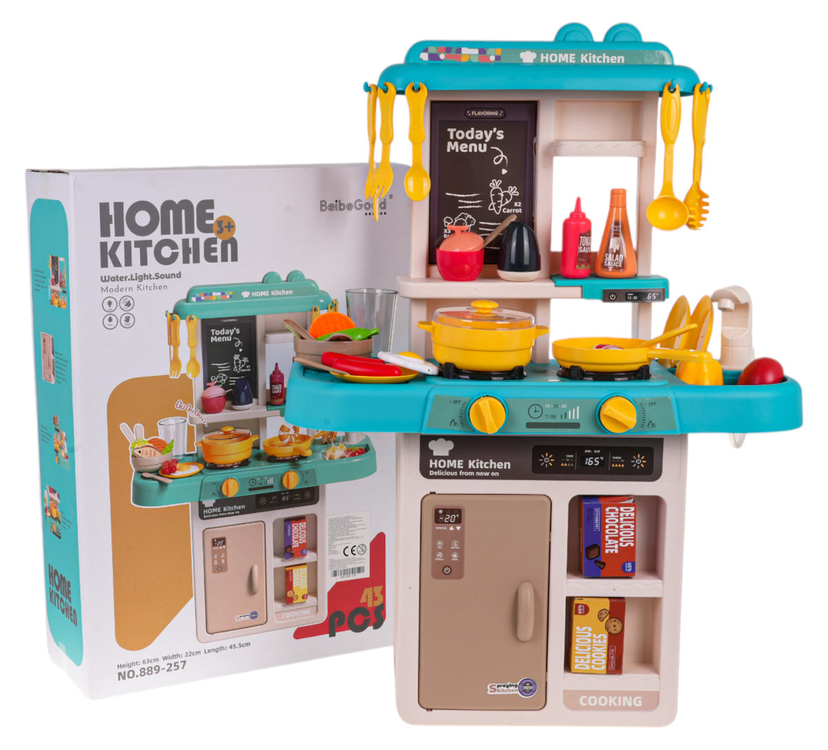 Dječja kuhinja za igru Kitchenette sasvjetlosnim - 43 elemenata - plava