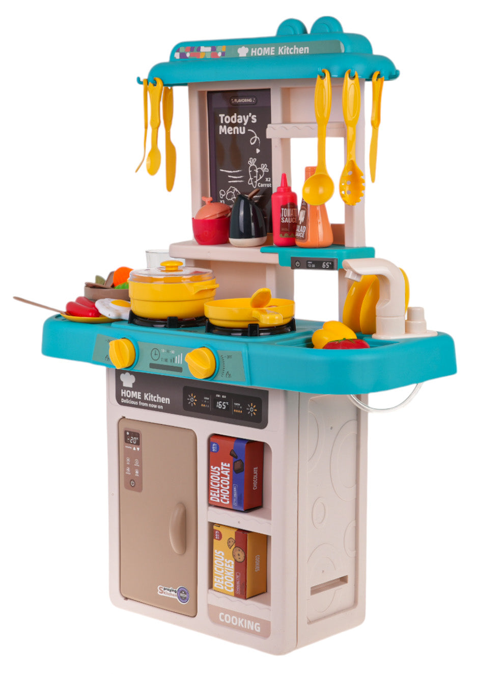 Dječja kuhinja za igru Kitchenette sasvjetlosnim - 43 elemenata - plava