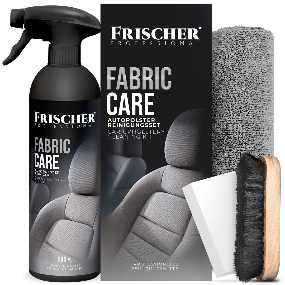 FRISCHER Komplet za čišćenje automobilskih presvlaka, 500 ml + mikrovlakna i četka