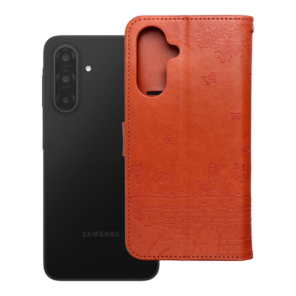 Preklopna futrola za Samsung A17 Mezzo Book mačke - smeđe boje