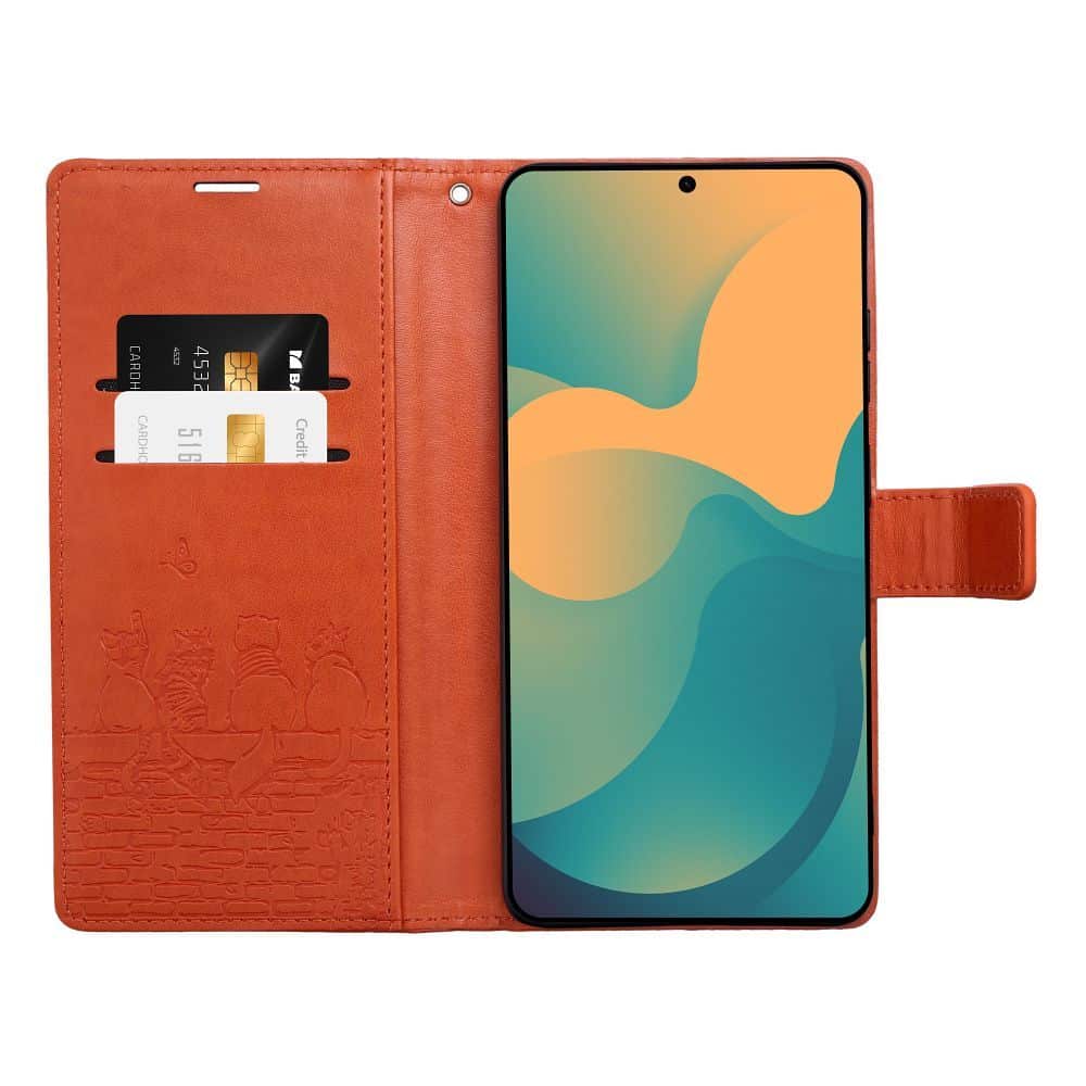 Preklopna futrola za Redmi NOTE 15 PRO 5G Mezzo Book mačke – smeđe boje