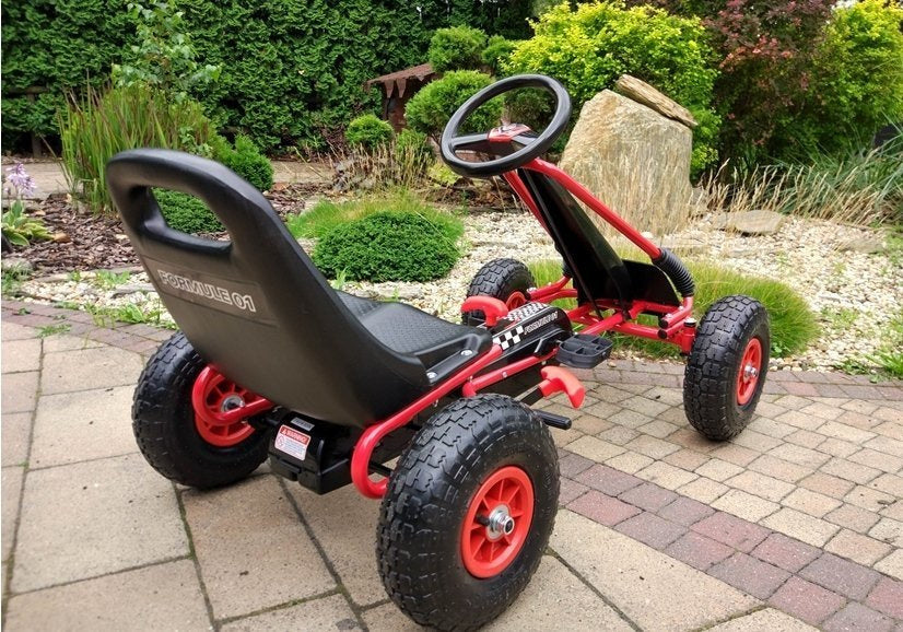 Go-Kart na pedale A-15 s pumpanim kotačima - crveni