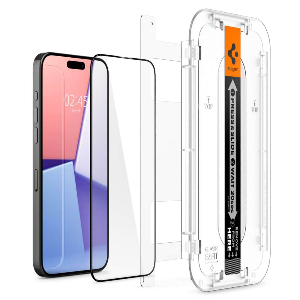 Spigen - Glas.tR EZ-FIT (2 kom) za iPhone 15 Pro - crna