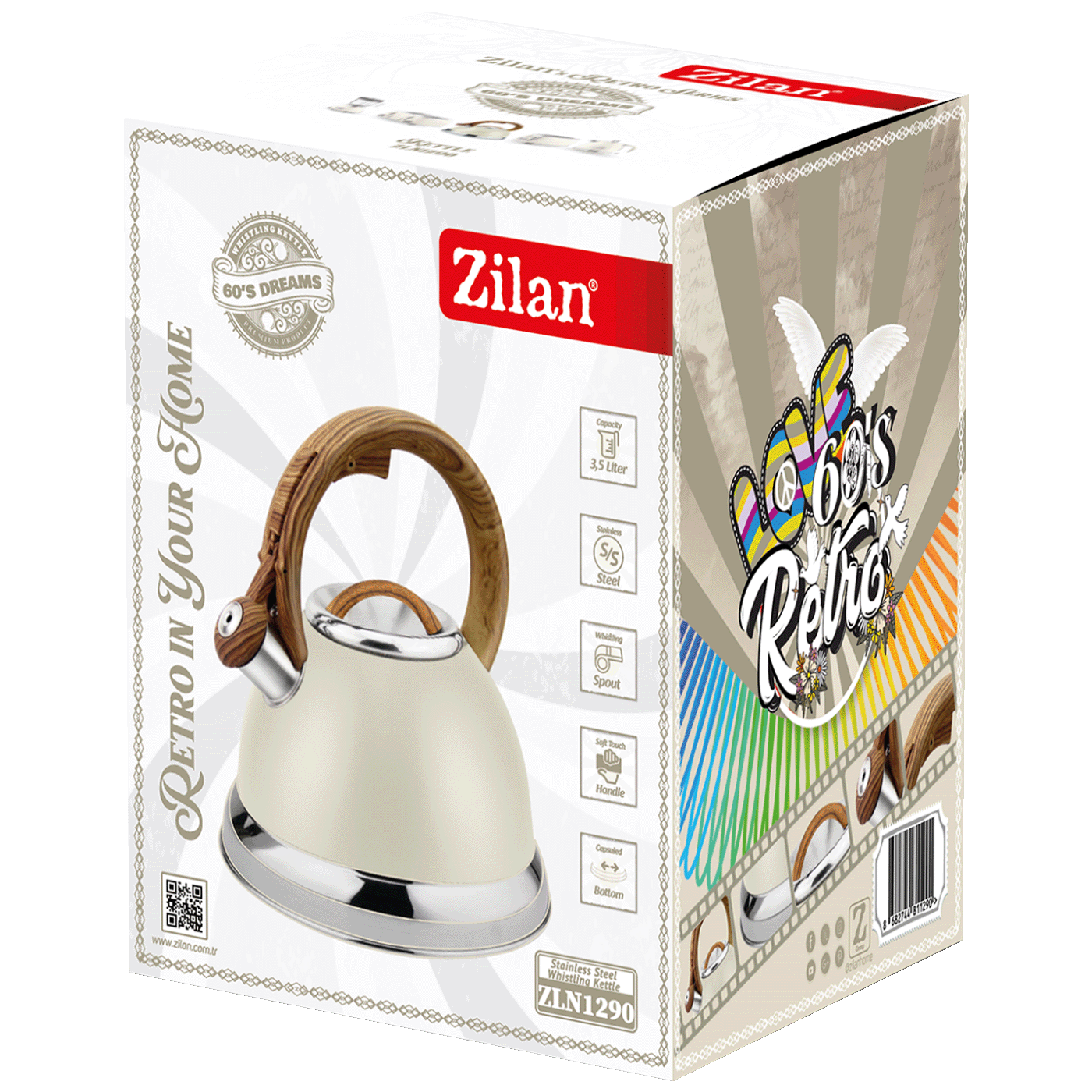 Zilan Kuhalo sa vodu sa zviždaljkom, 3.5 lit., Retro - ZLN1290