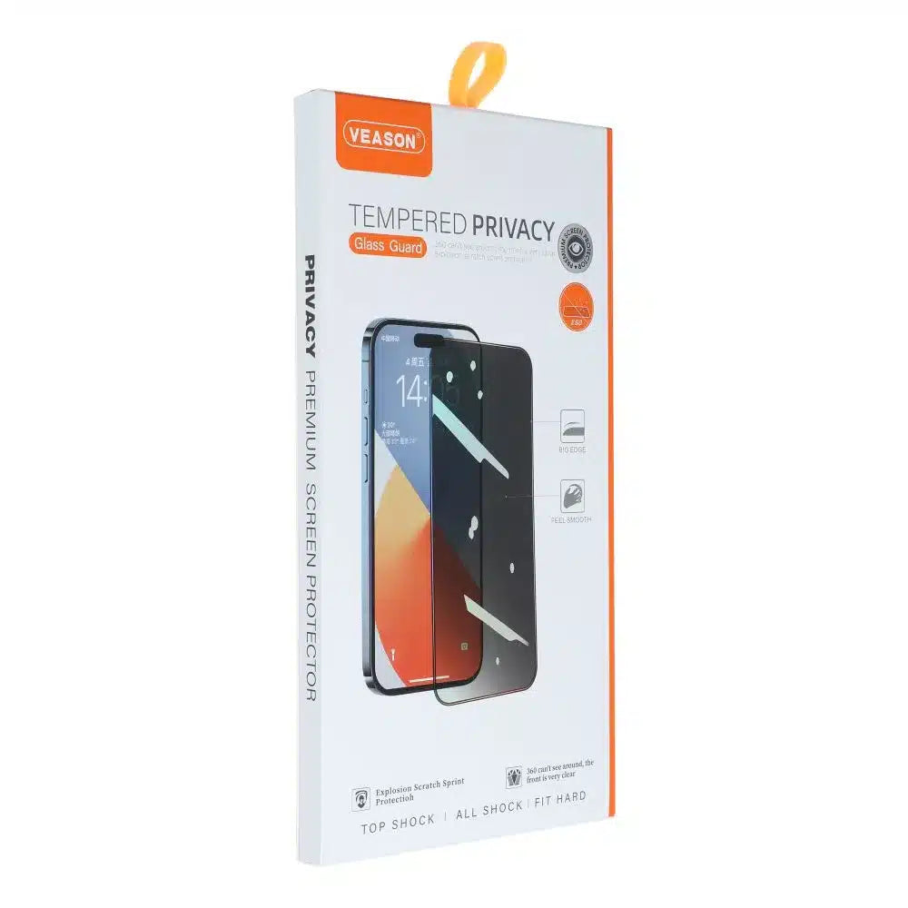 Kaljeno staklo 6D Pro Veason Privacy Glass – za iPhone 13 Pro / iPhone 14 crno
