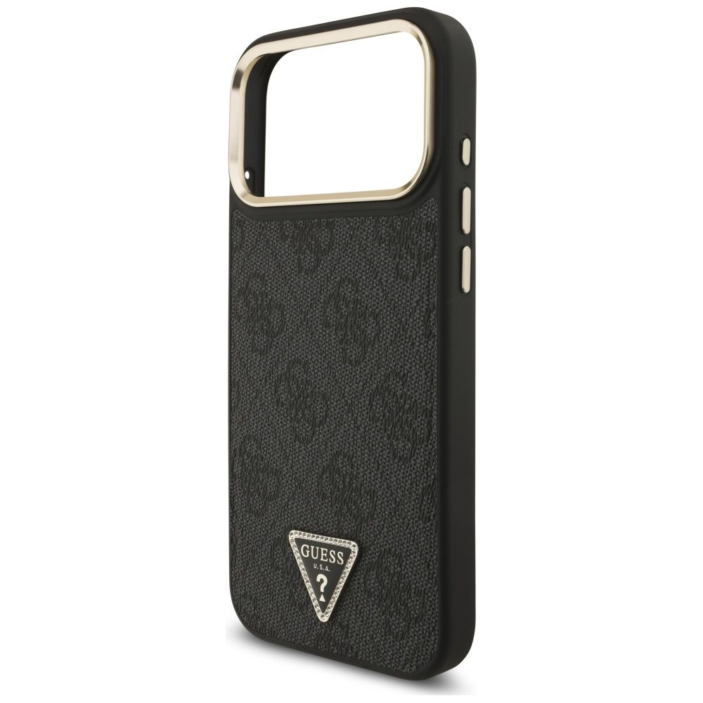 GUESS maskica za IPHONE 17 Pro Max kompatibilna s MagSafe (4G PU s trokutastim logotipom) zlatno-crna