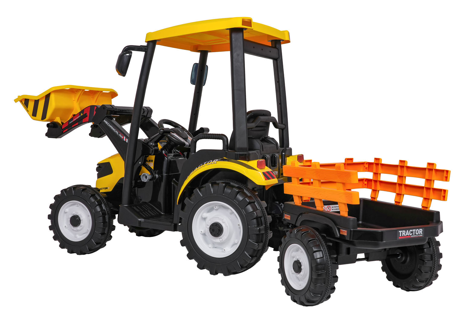 Traktor na akumulator s prikolicom MEGA D68 - žuti