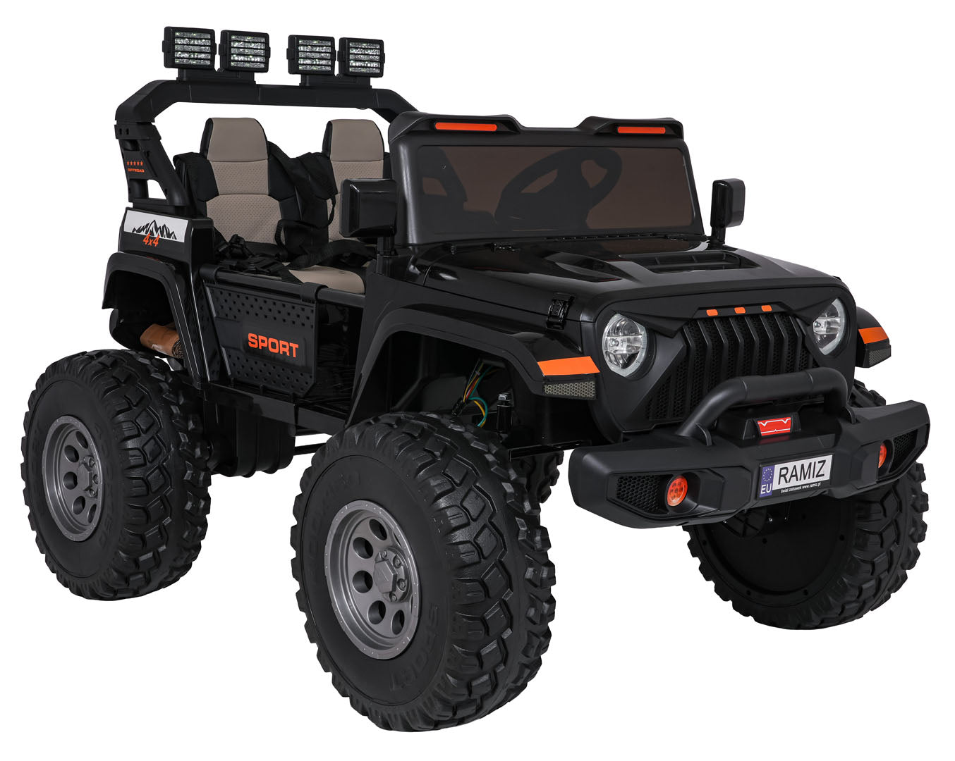 Auto na akumulator Extreme Sport 4x4 s podesivom dužinom vozila - dvosjed - crni
