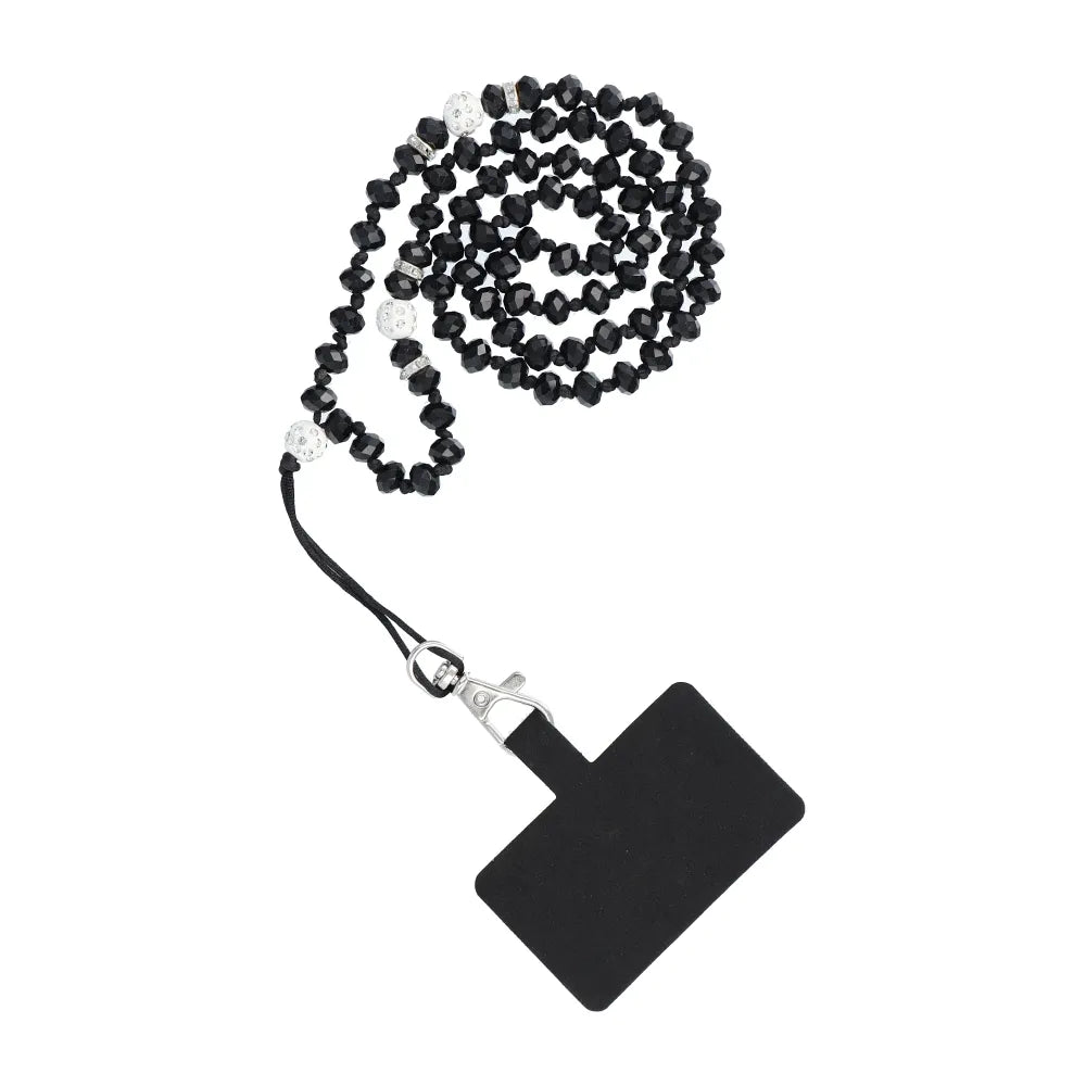 Privjesak za telefon CRYSTAL DIAMOND / dužina kabla 74cm (37cm u omči) / oko vrata - crni
