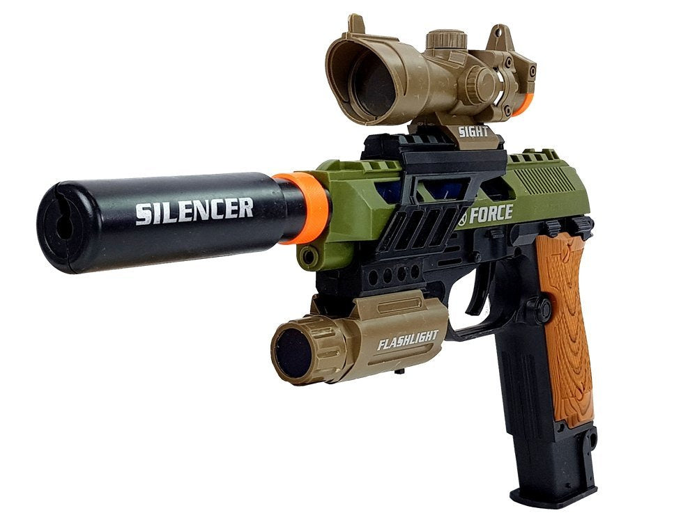 Vojni set za igru sa pištoljem, nožem i značkom Silencer