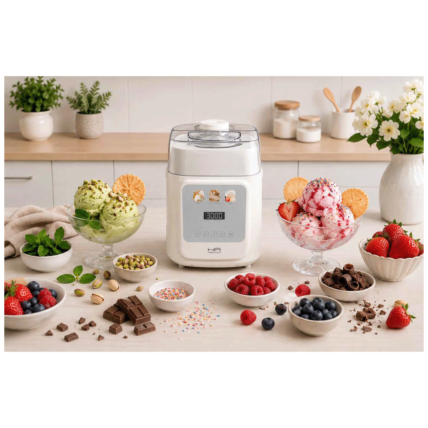 Home Robot Aparat za sladoled s kompresorom, kapacitet 1 lit., 90W - GELATO-500
