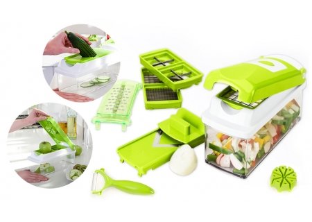 "Nicer Dicer Plus" - višenamjenski ručni kuhinjski sjekač sa 7 nastavaka (pogledajte video)