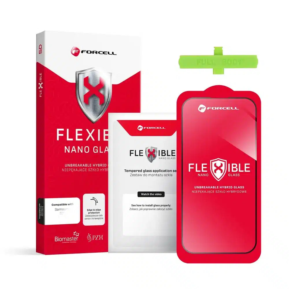Forcell Flexible 5D - hibridno staklo za Samsung Galaxy S23 Ultra crno (Hot Bending) - radi čitač