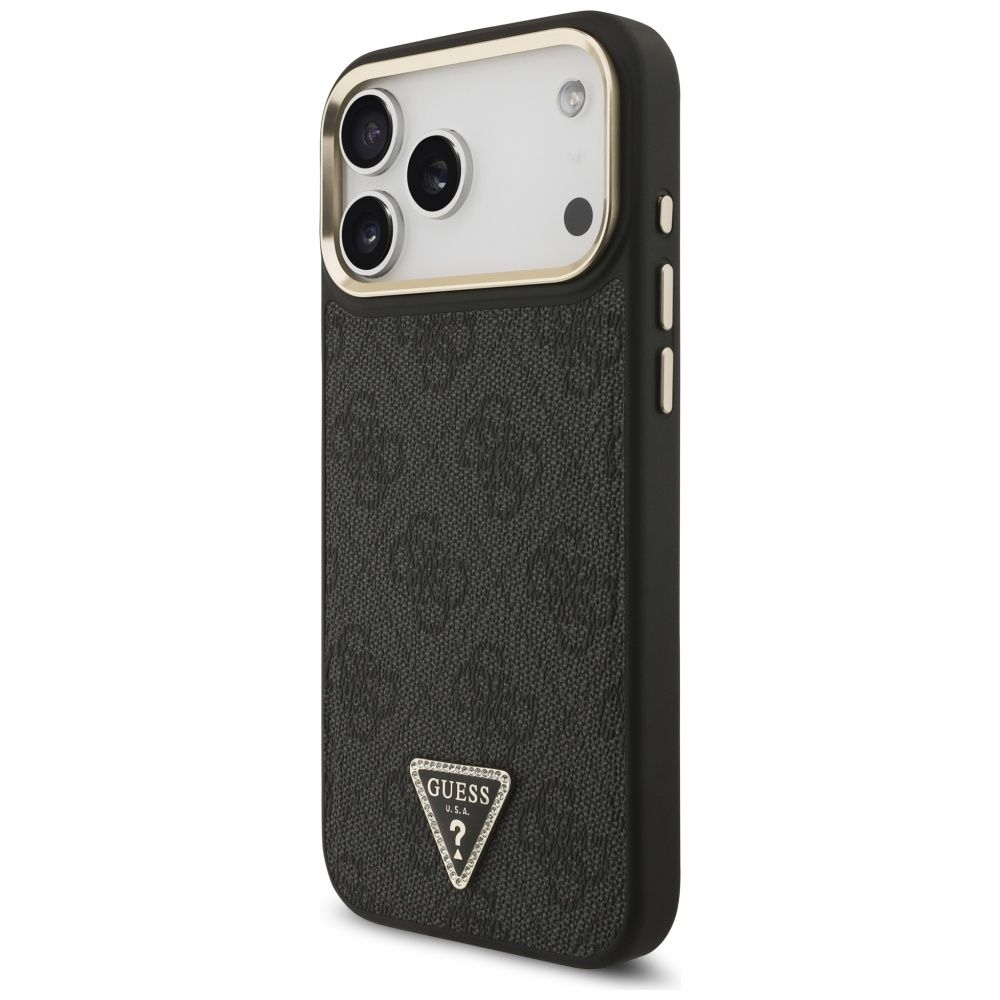 GUESS maskica za IPHONE 17 Pro Max kompatibilna s MagSafe (4G PU s trokutastim logotipom) zlatno-crna