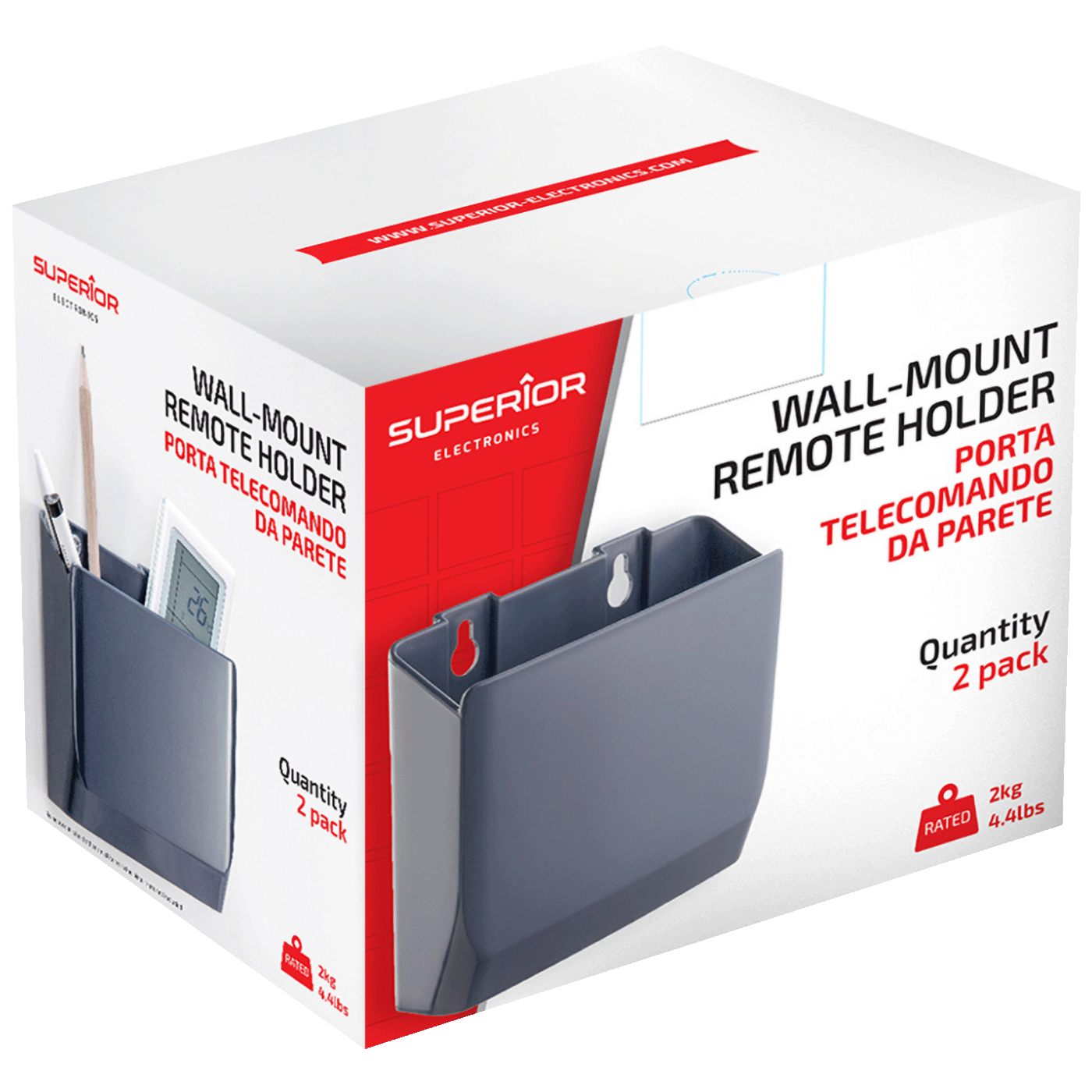 Superior Nosač za daljinski upravjač, zidni, pakiranje 2 kom. - Wall-Mounted Remote Control Holder