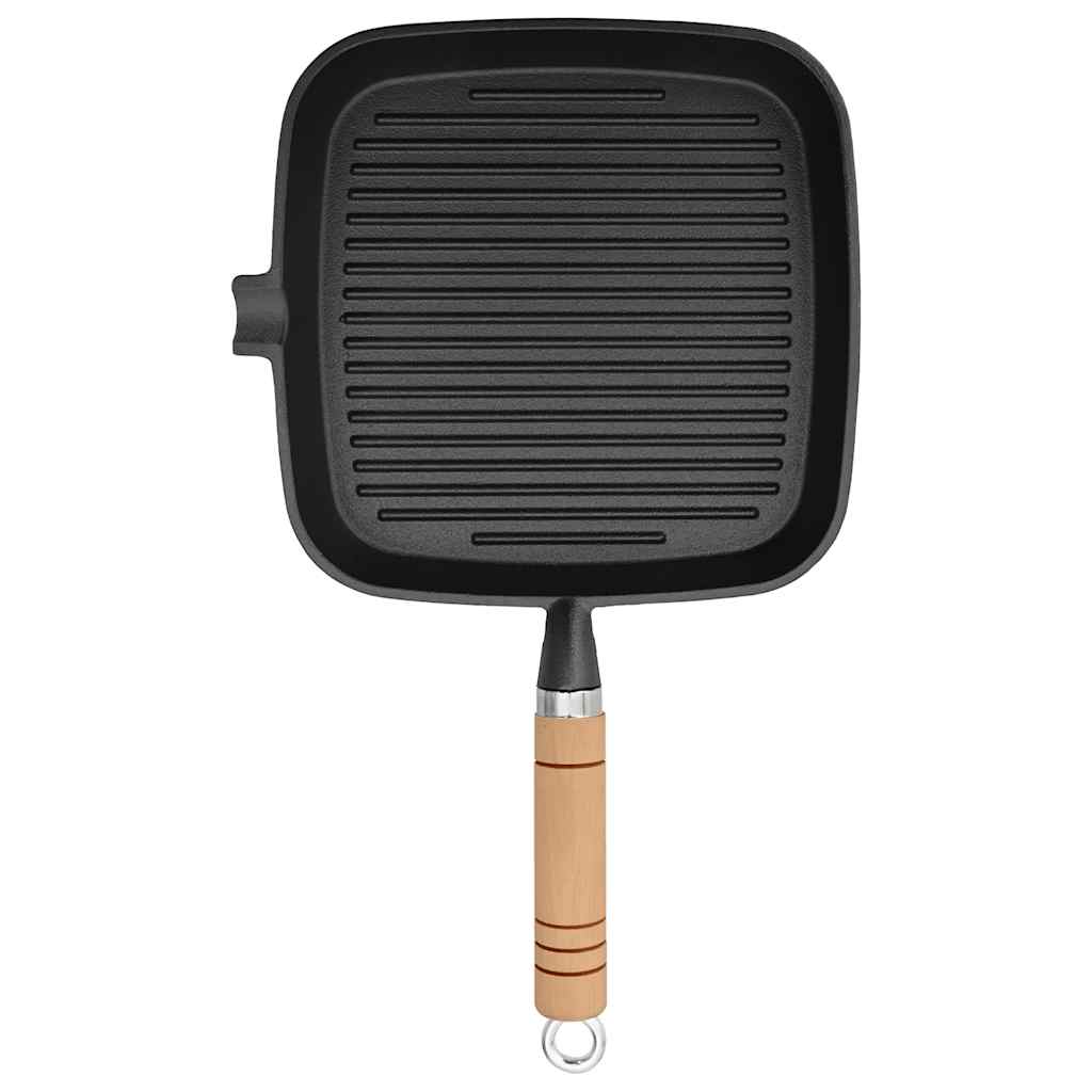 Grill Tava s Drvenom Ručkom Lijevano Željezo 20x20 cm