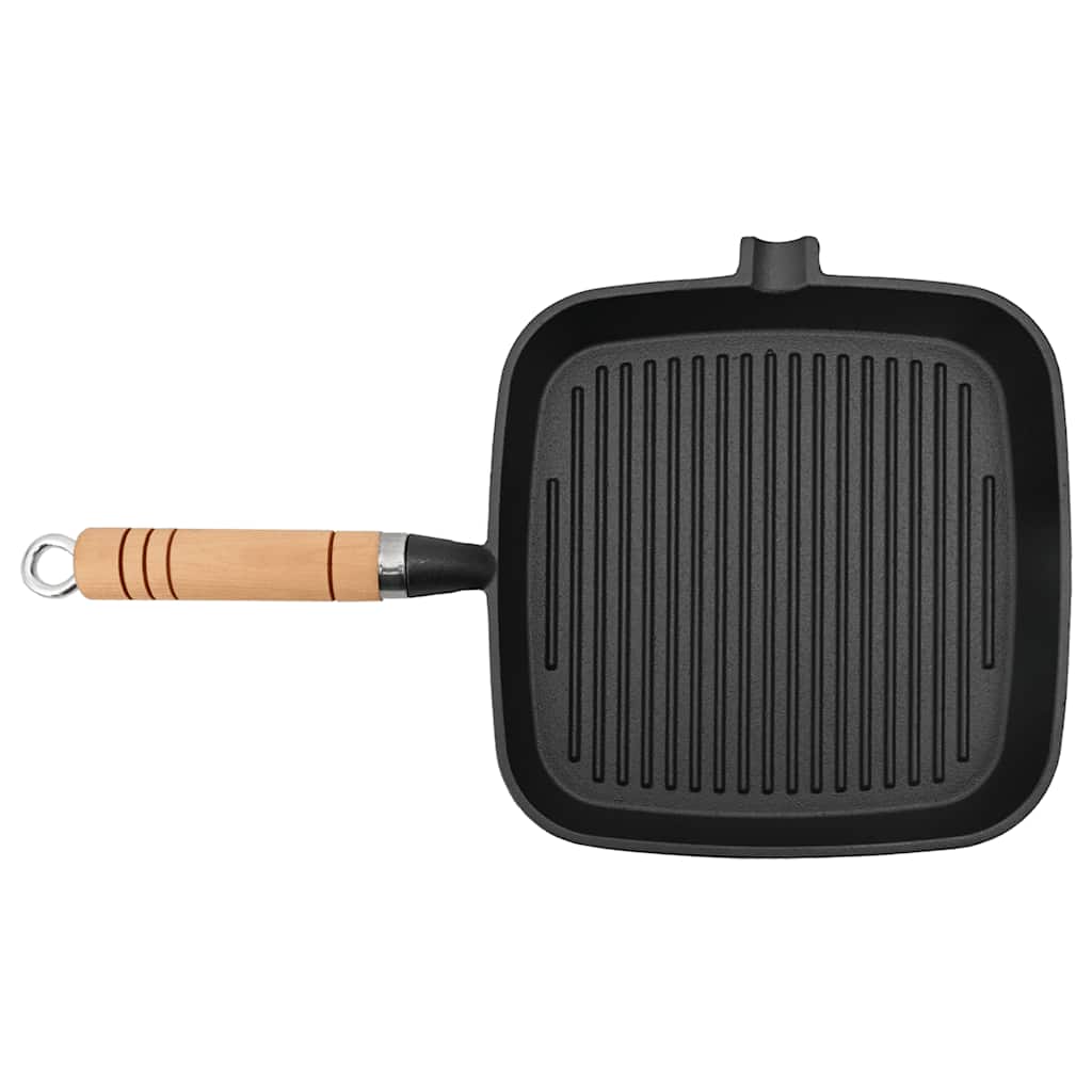 Grill Tava s Drvenom Ručkom Lijevano Željezo 20x20 cm