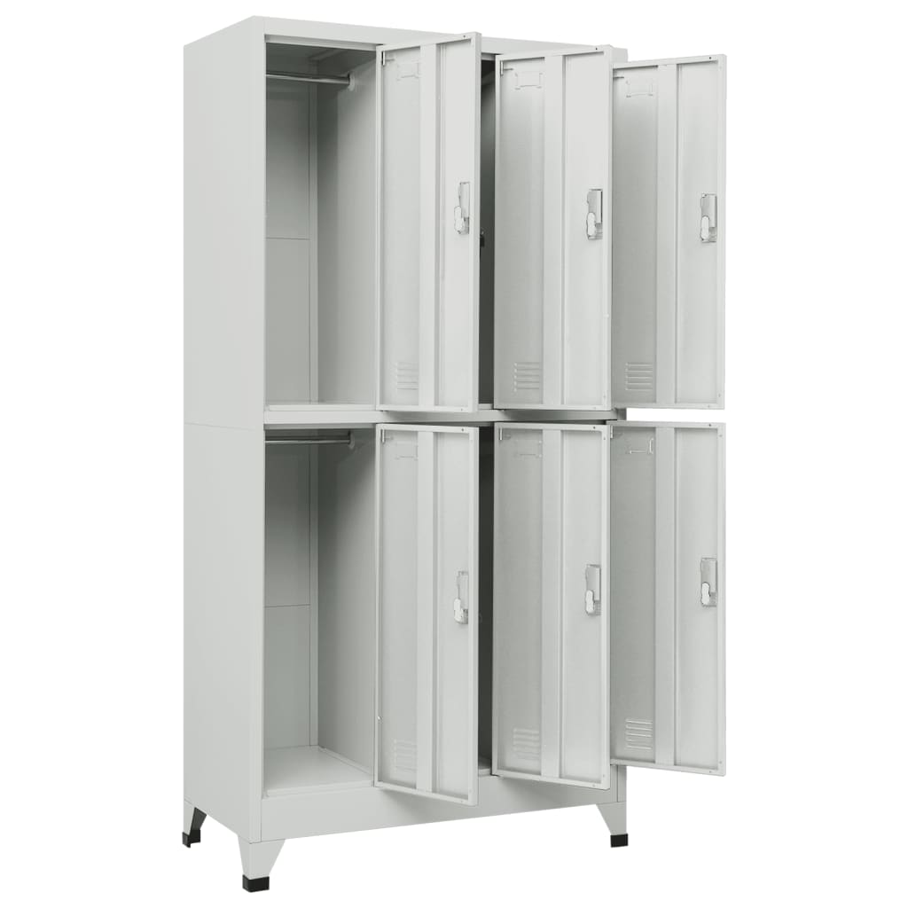 Ormarić s ključem i 6 pretinaca čelični 90 x 45 x 180 cm sivi