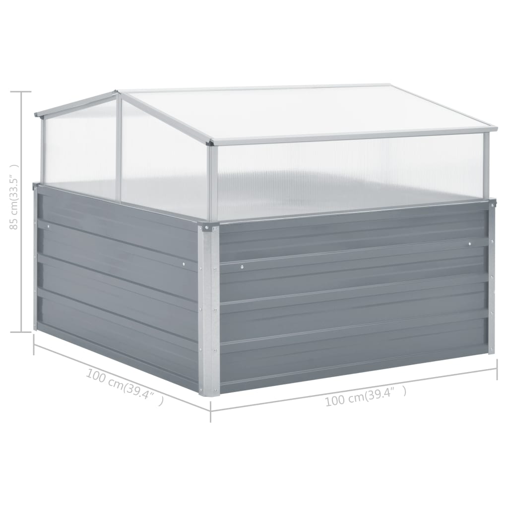 Staklenik 100x100x85 cm Galvanizirani Čelik Sivi