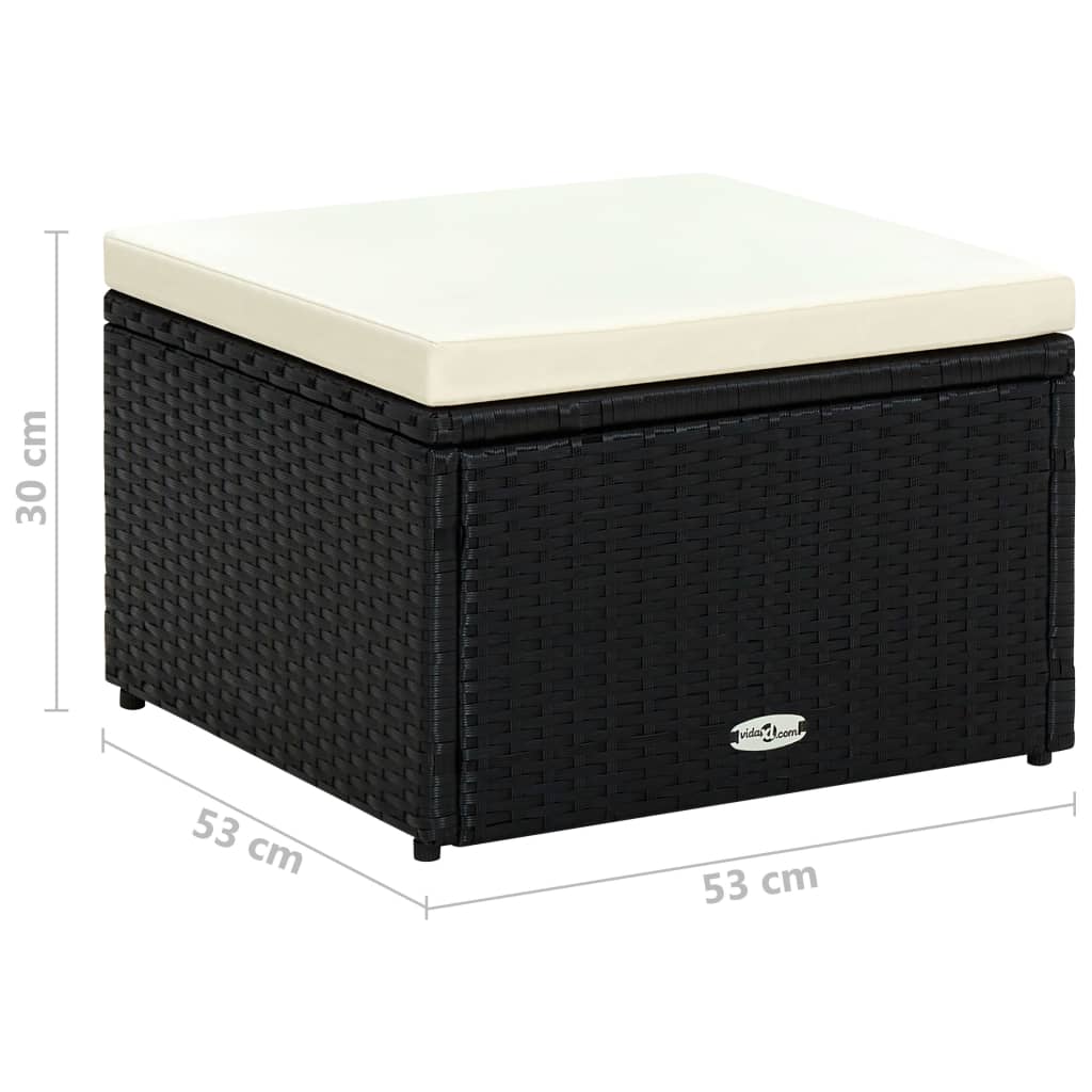 Tabure od Poliratana 53x53x30 cm Crni