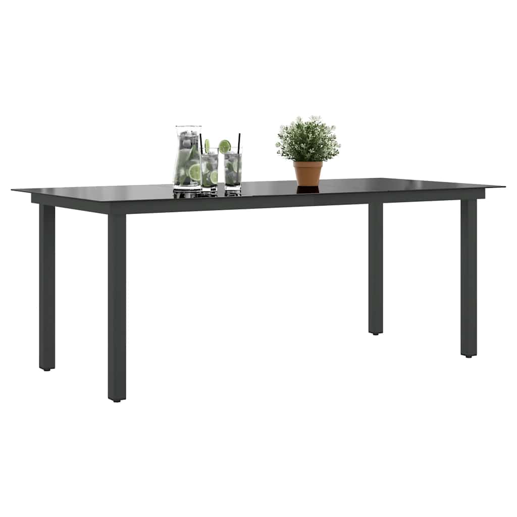 Vrtni stol crni 190 x 90 x 74 cm aluminijum i staklo