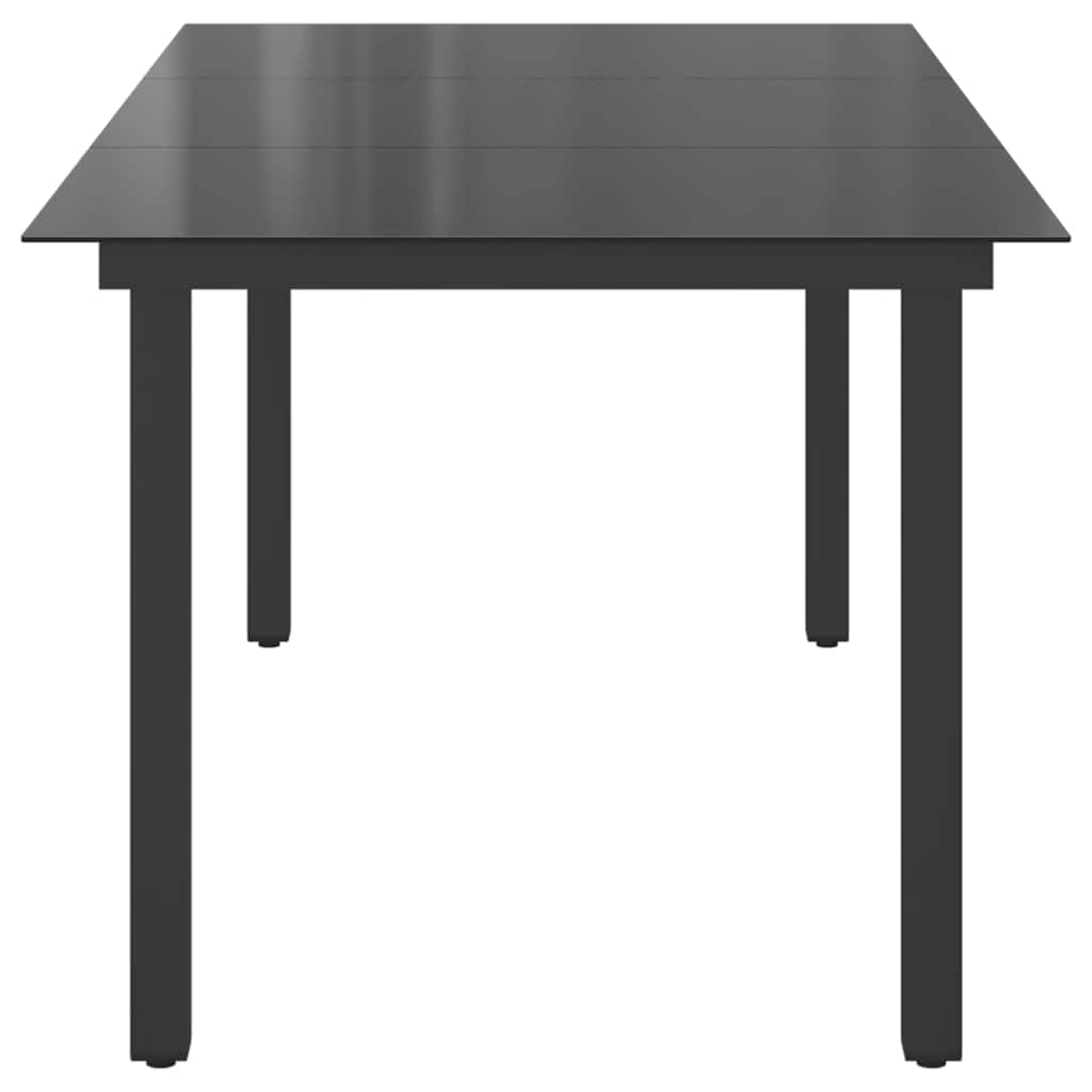 Vrtni stol crni 190 x 90 x 74 cm aluminijum i staklo