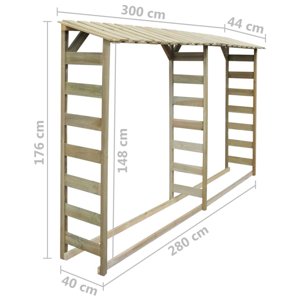 Duplo spremište za drva 300 x 44 x 176 cm impregnirana borovina