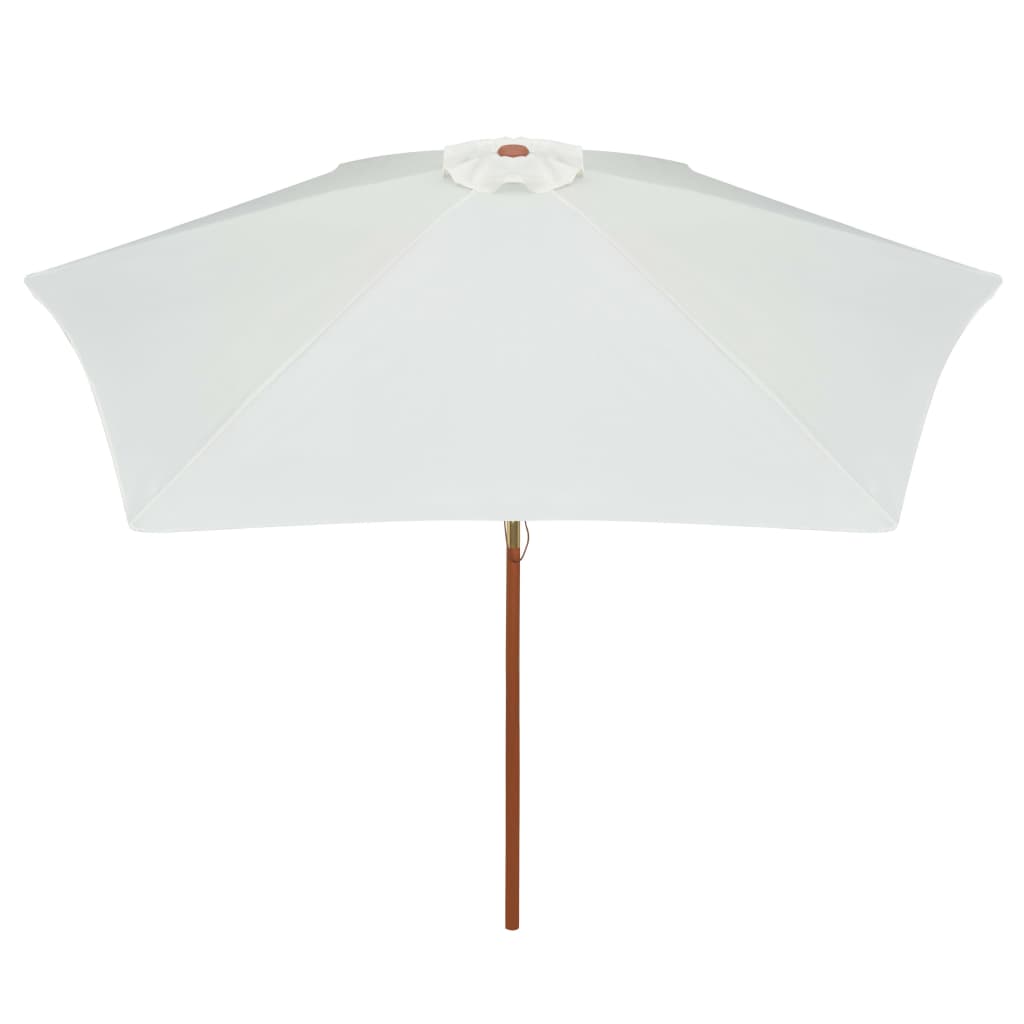 Suncobran 270 x 270 cm s drvenim stupom krem bijeli