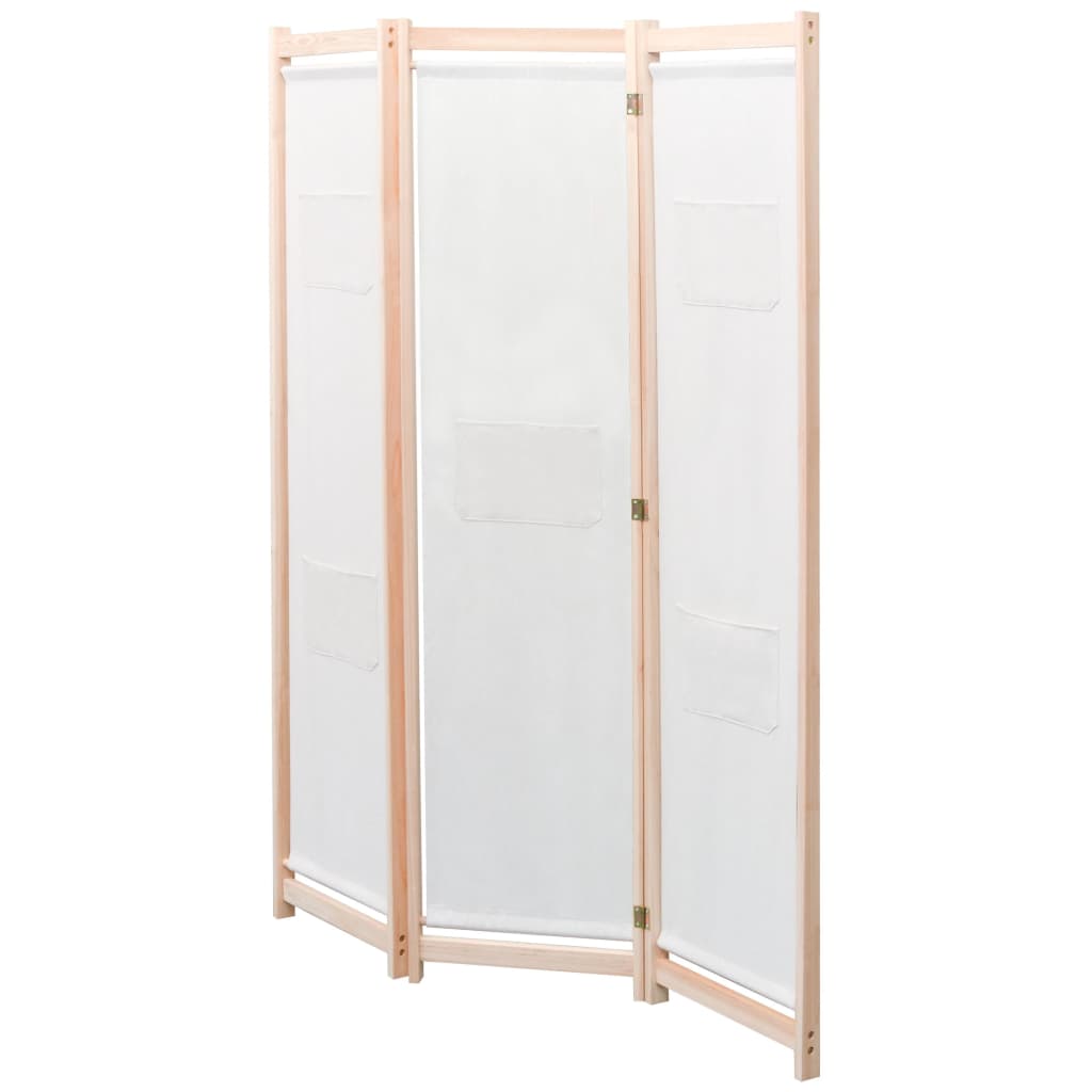 Sobna pregrada s 3 panela od tkanine 120 x 170 x 4 cm krem